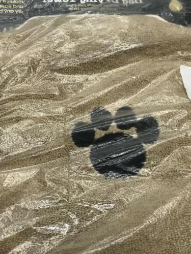 Bone Microfiber Dog Embroidered Paw Taupe