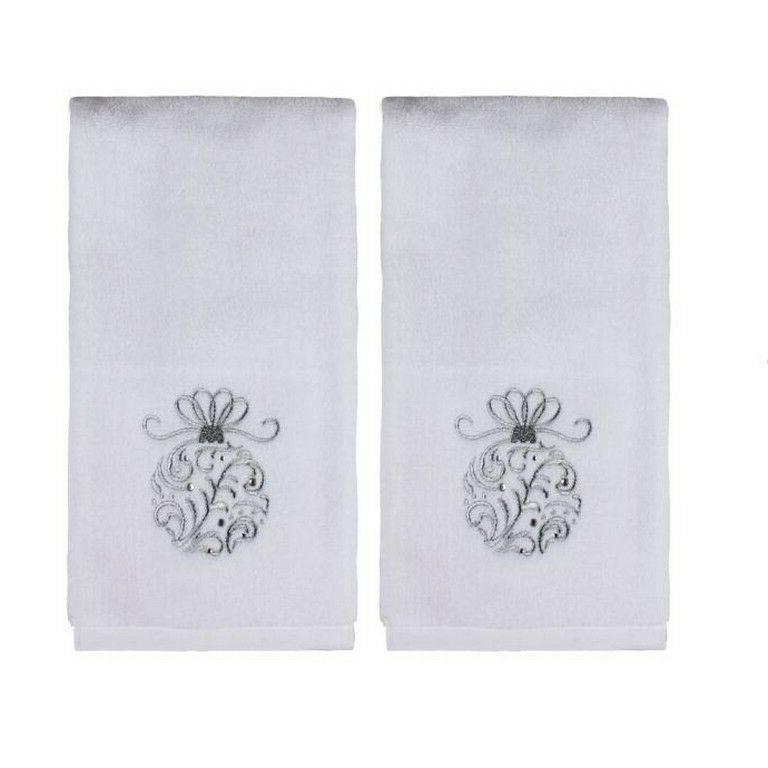 S Set Of 2 Silver Embroidered Christmas