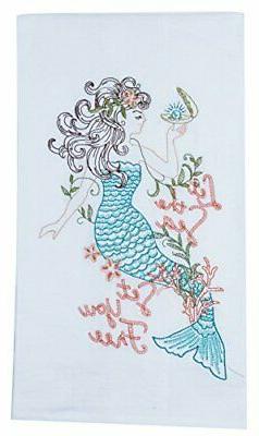Kay Dee Let Sea Set You Free Mermaid Embroidered Flour Sack 