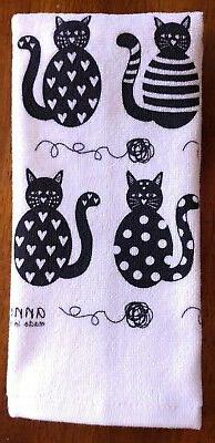 Dish Towel "black Cats" By Anneko 12" X 20"  Cotton/cellulos