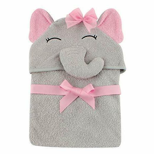 Hudson Baby Unisex Baby Animal Face Hooded Towel, Pretty Ele