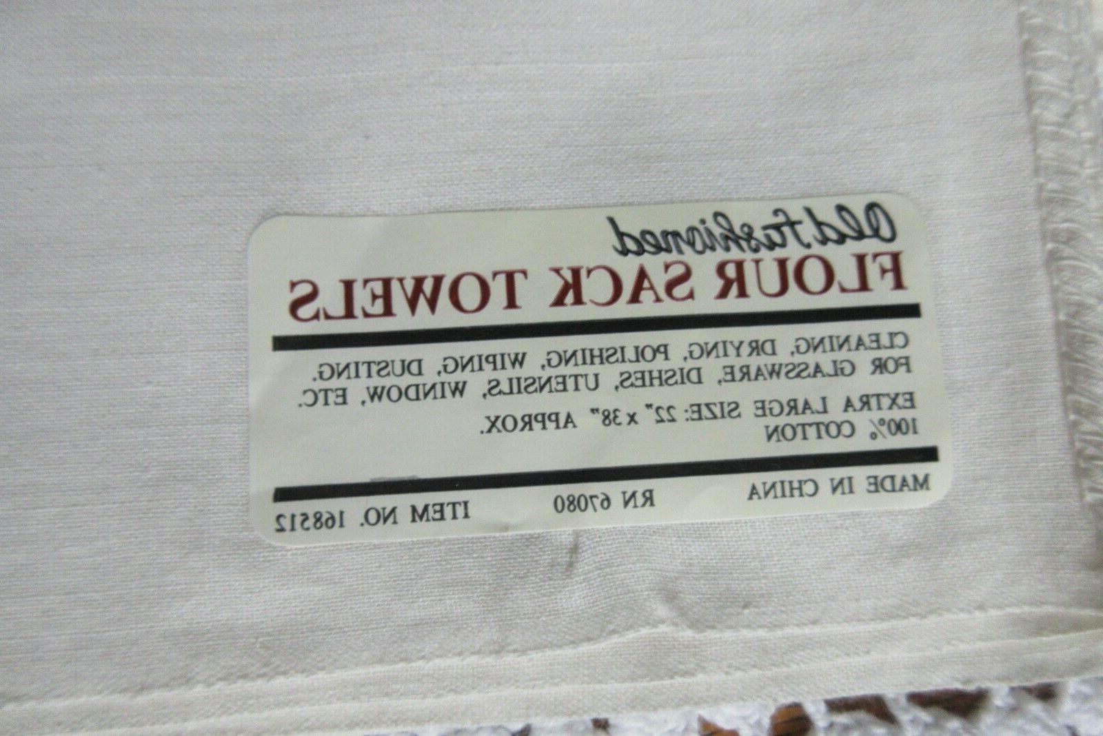 Vintage Off-White Flour Cotton Apprx 22" x 38"