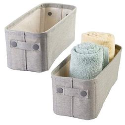 mDesign Soft Cotton Fabric Bathroom Storage Bin Basket with 