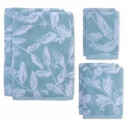 Set Bath, Hand ,washcloths - Aqua Blue Sprigs