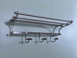 Rack Shelf With Hooks In Brushed Nickel 20" Overall