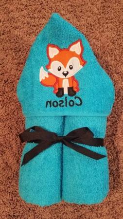 Personalized Fox Blue Hooded Towel