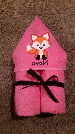 Personalized Pink Fox Hooded Towel
