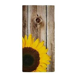 CafePress Rustic Barn Wood Sunflower Beach Towel 