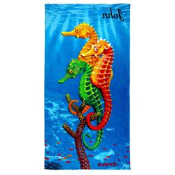 Kids Sea Horses  Pool Towel Cotton  30''x 60''