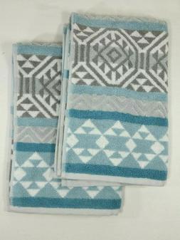 S - Aztec Pattern - Gray White Aqua Blue New