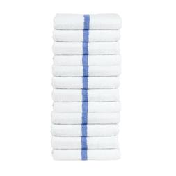 S - Bulk Value 12 Pack - 22 X 44 - White W/ Blue Stripe