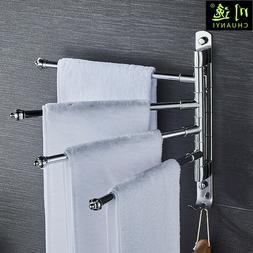 Holder 4-arm Swing Bar Wall Mount Rack Towel Hanger For Bath