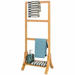 Rack 3-bar Free Standing Bathroom Bamboo Towel Stand Holder 