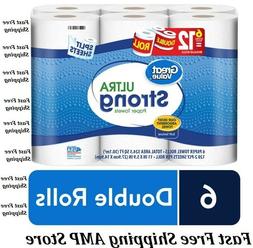 Great Value Ultra Strong Paper Towels, Split Sheets, 6 Doubl