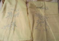 S Kitchen Tea Towels Yellow Stamped For Embroidery Bee Clean