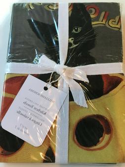 Set 2 Halloween Vintage Black Cat Jack O Lantern Nwt