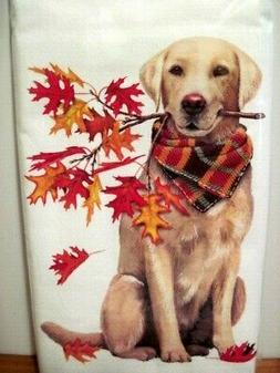 Mary Lake Thompson "Yellow Lab With Fall Branch" Flour Sack 